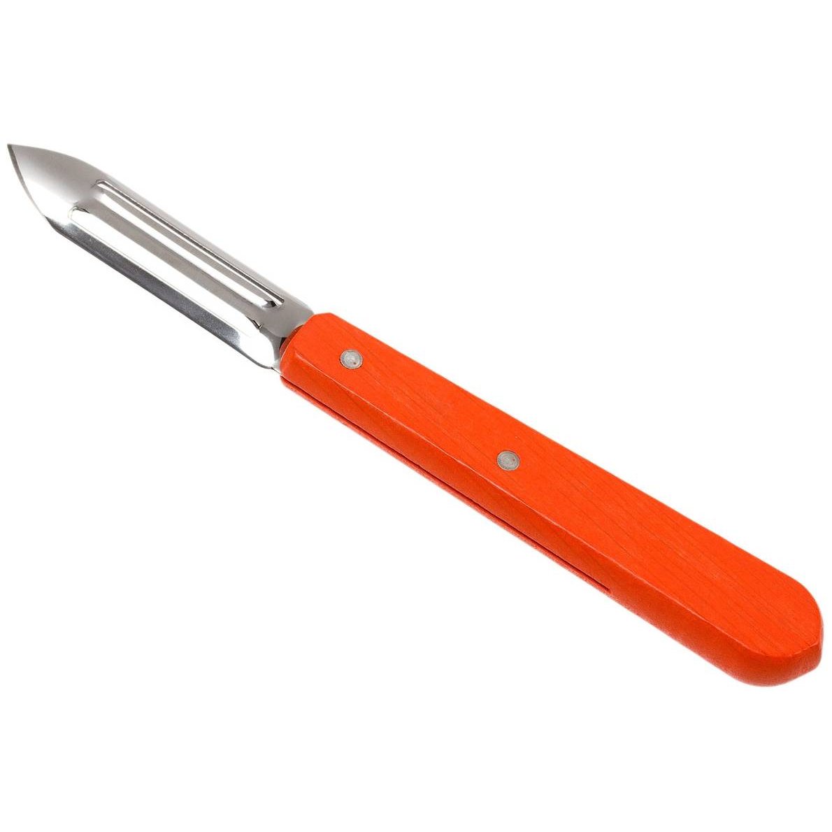 Opinel Stainless Steel Peeler 6 cm With Orange Wooden Handle No 115 Les Essentiels 001931
