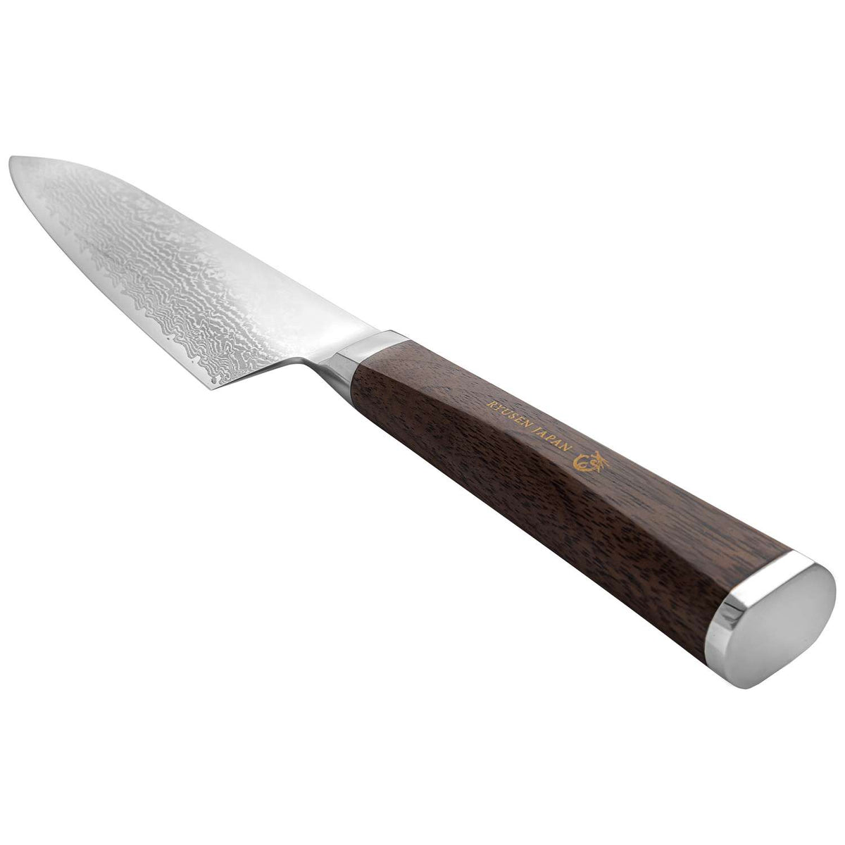 Ryusen Damascus Santoku Knife 18 cm Walnut Handle Prever PV-103