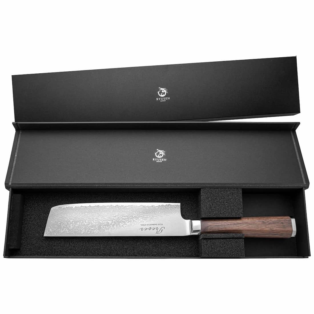 Ryusen Damascus Nakiri Knife 17.5 cm Walnut Handle Prever PV-104