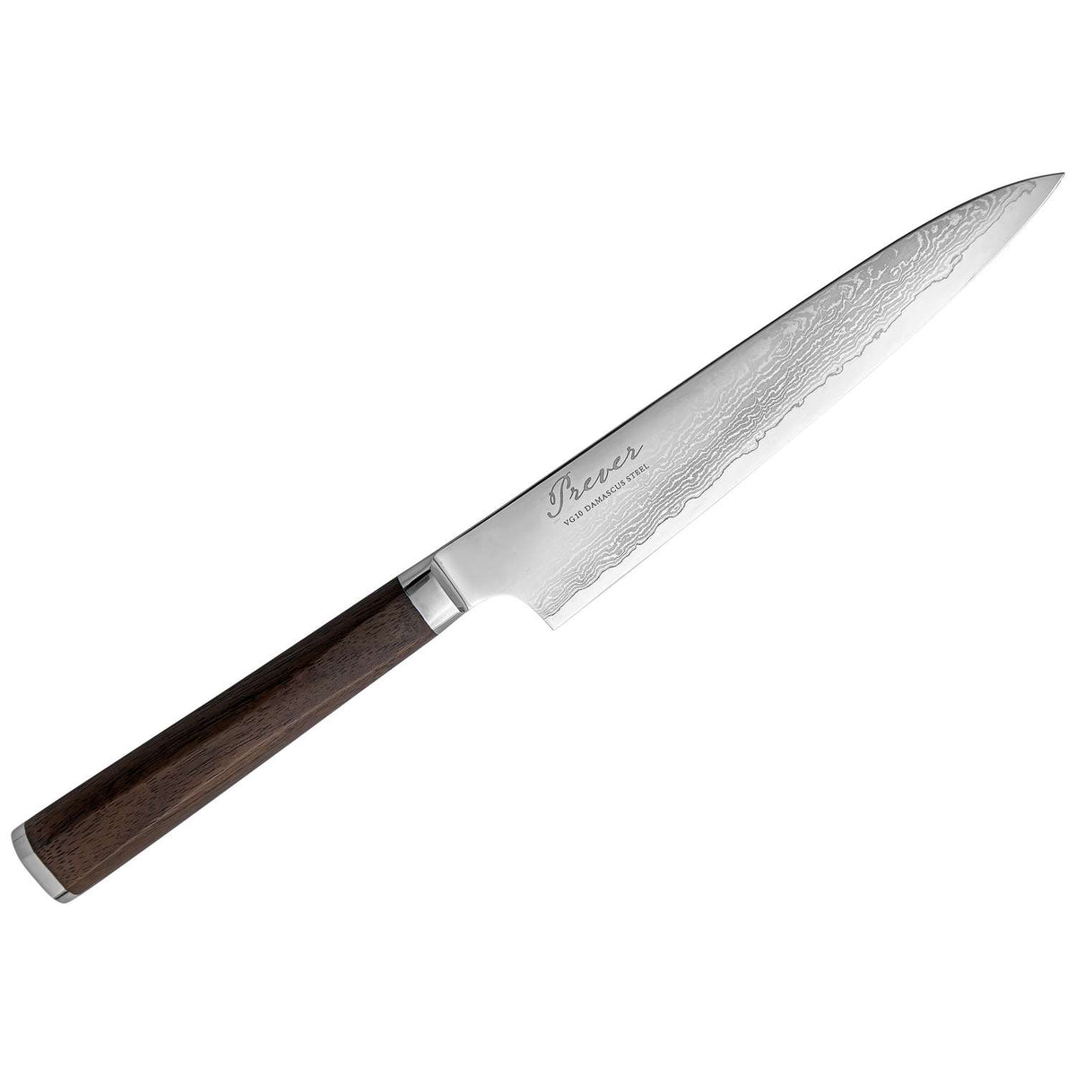 Ryusen Damascus Utility Knife 15 cm Walnut Handle Prever PV-105