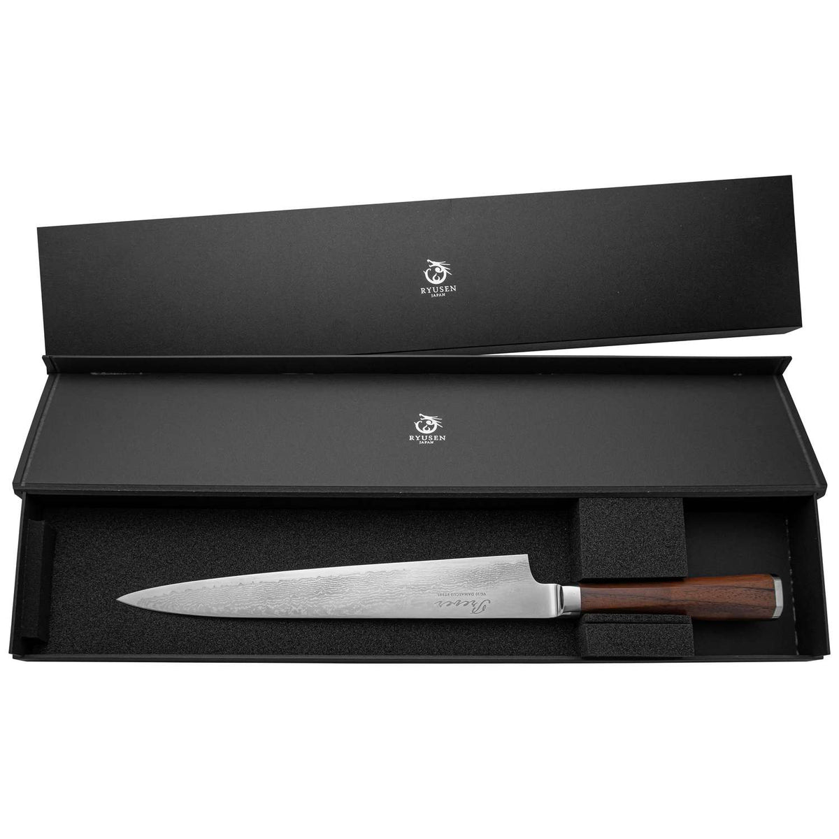 Ryusen Damascus Slicing Knife 24 cm Walnut Handle Prever PV-107