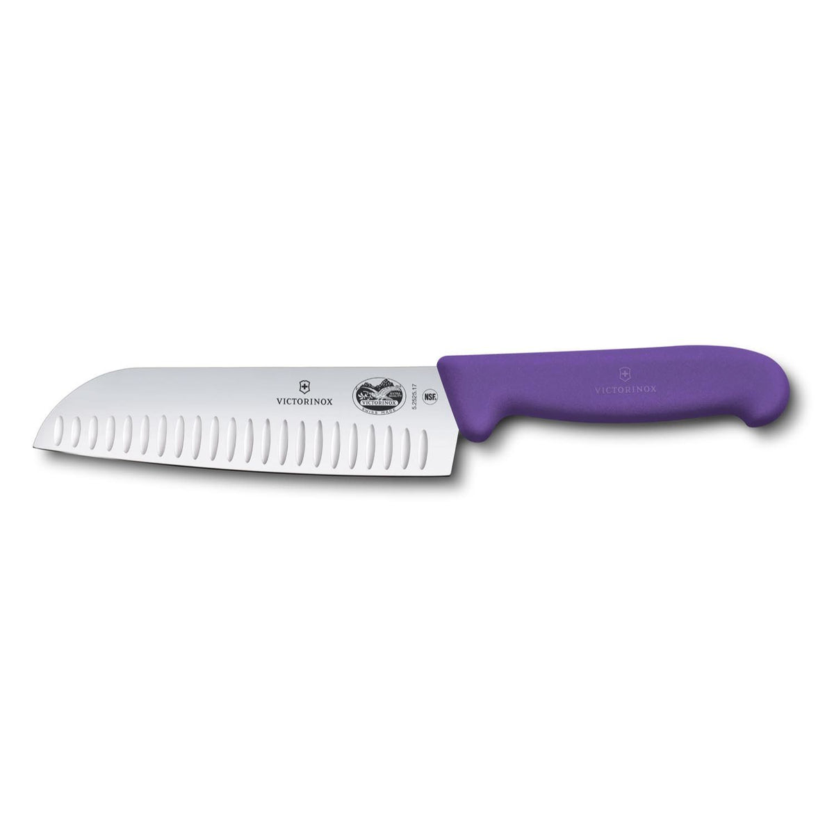 Victorinox Hollow Edge Santoku Knife 17 cm Purple Handle Fibrox 5.2525.17B