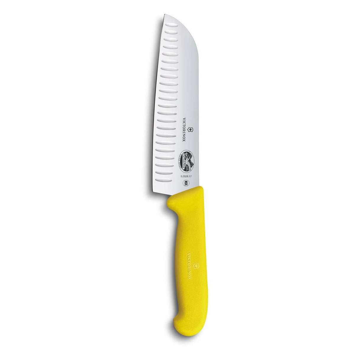 Victorinox Hollow Edge Santoku Knife 17 cm Yellow Handle Fibrox 5.2528.17B