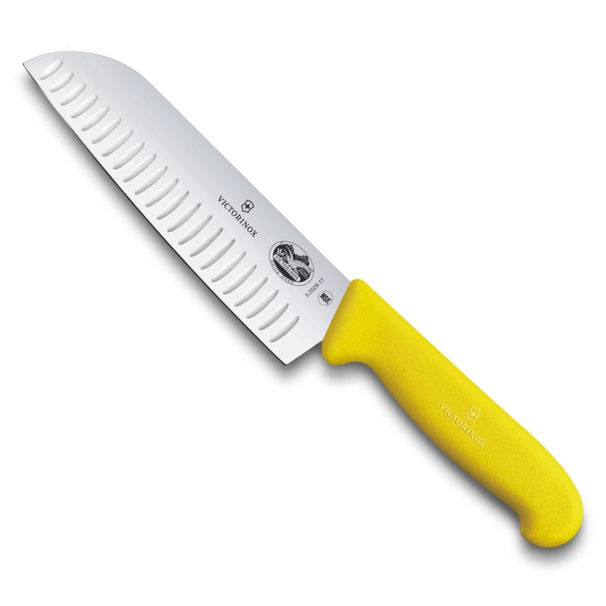 Victorinox Μαχαίρι Santoku 17 εκατ. με αυλακώσεις κίτρινη λαβή Fibrox 5.2528.17B