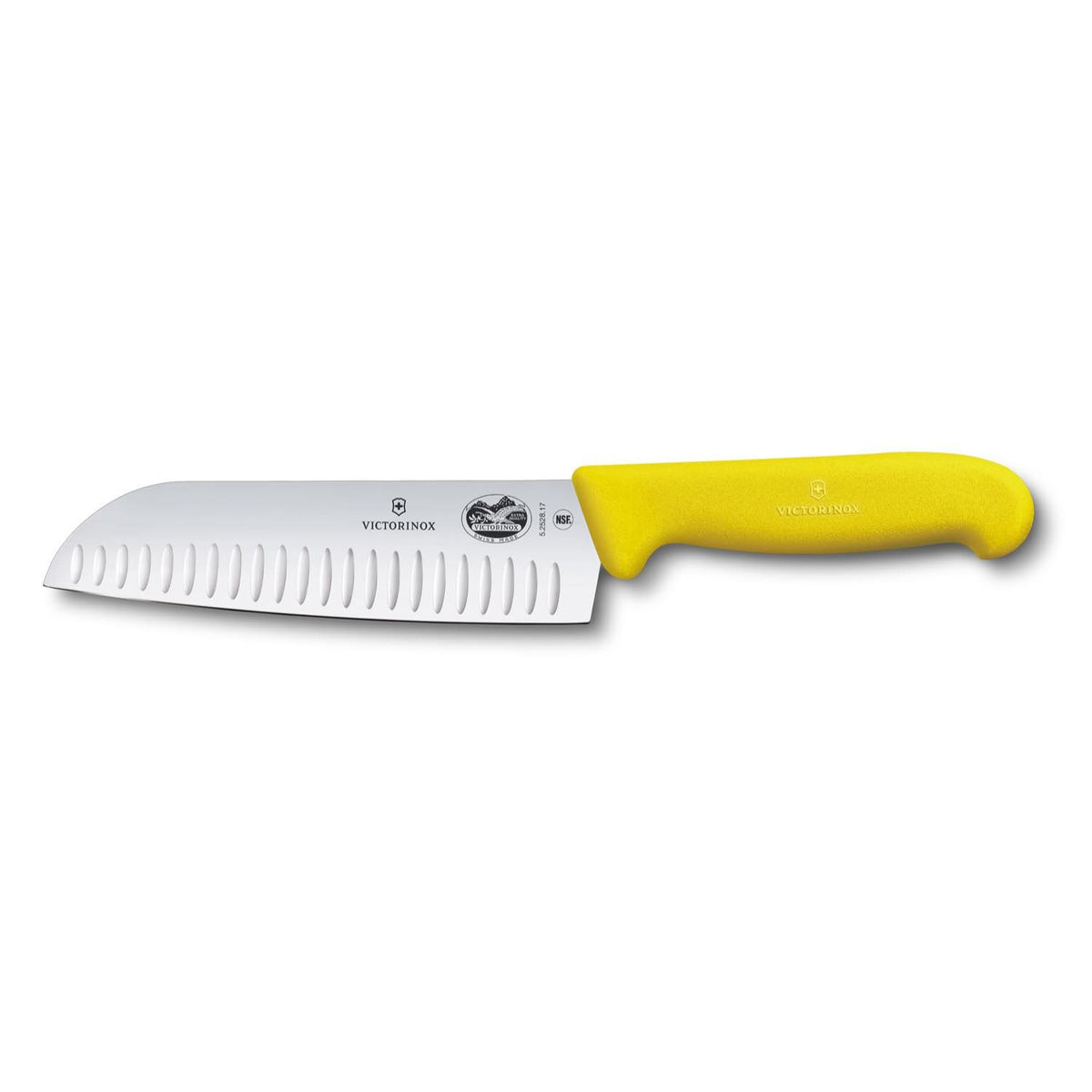 Victorinox Hollow Edge Santoku Knife 17 cm Yellow Handle Fibrox 5.2528.17B