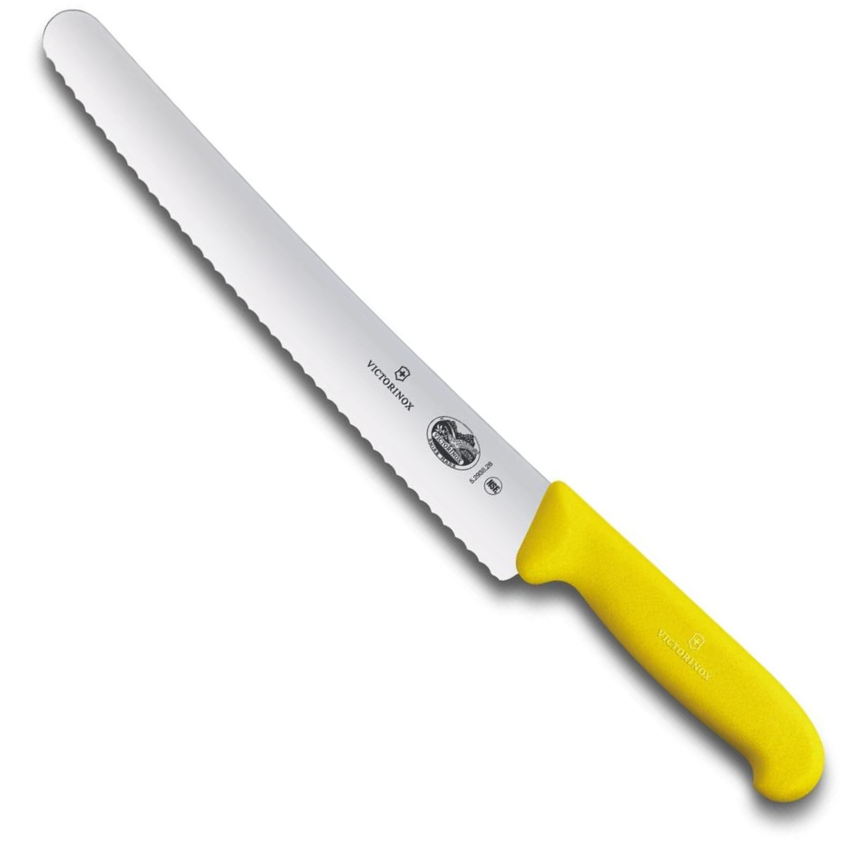 Victorinox Μαχαίρι τεμαχισμού-ζαχαροπλαστικής 26 εκατ. οδοντωτό κίτρινη λαβή Fibrox 5.2938.26B