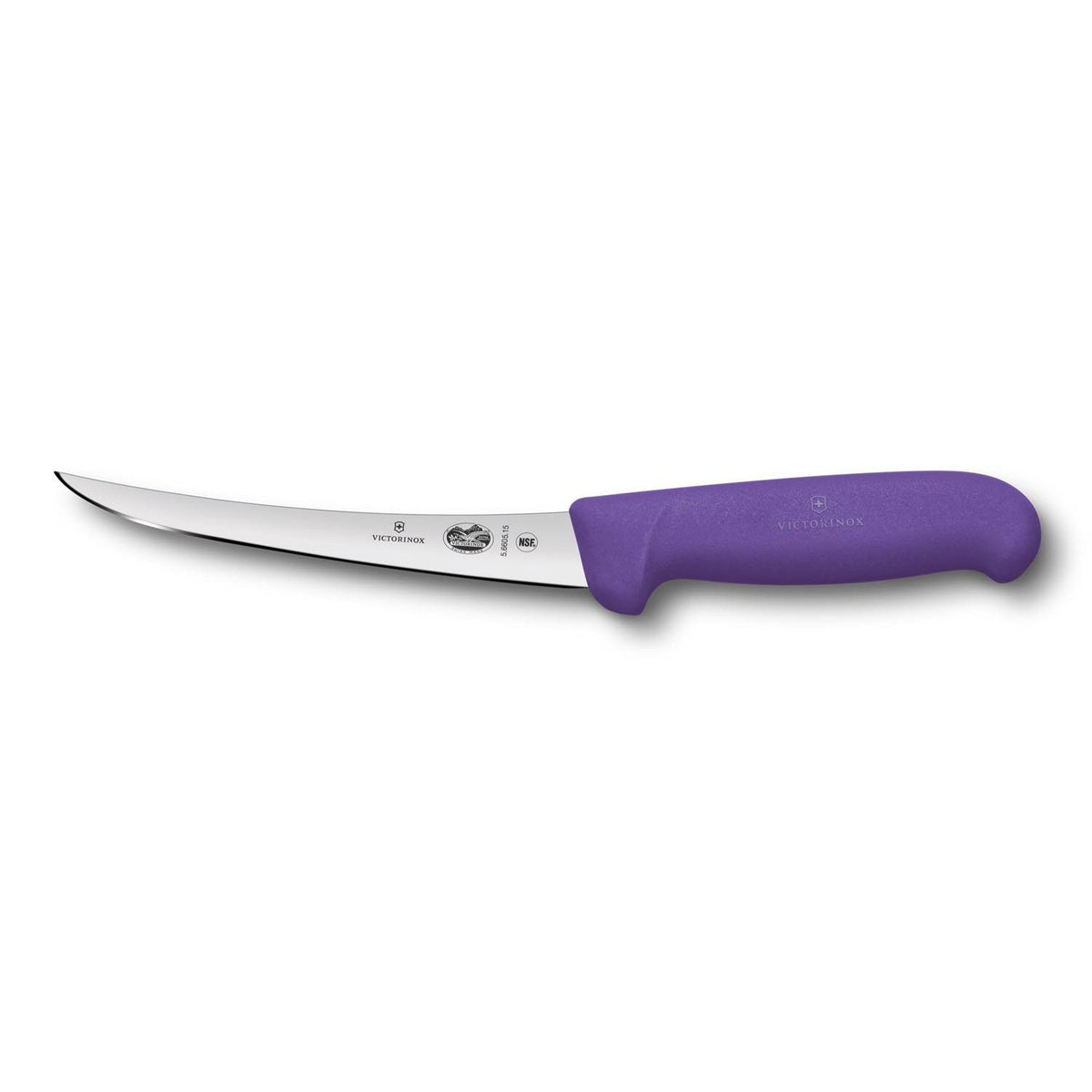 Victorinox Curved Boning Knife Narrow Blade 15 cm Purple Handle Fibrox 5.6605.15