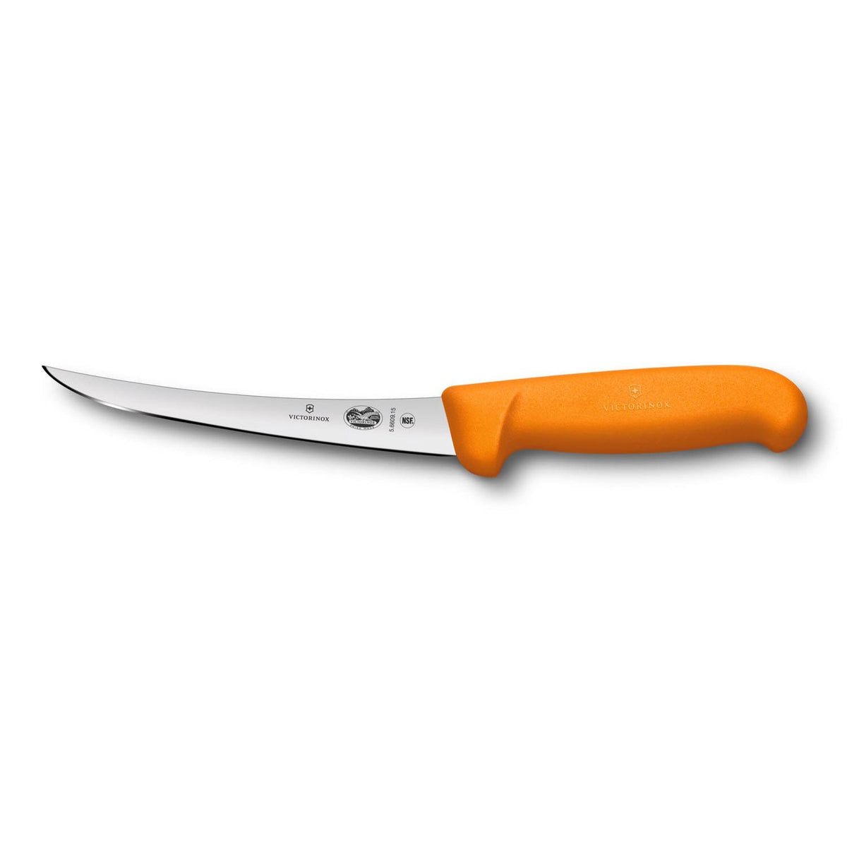 Victorinox Curved Boning Knife Narrow Blade 15 cm Orange Handle Fibrox 5.6609.15