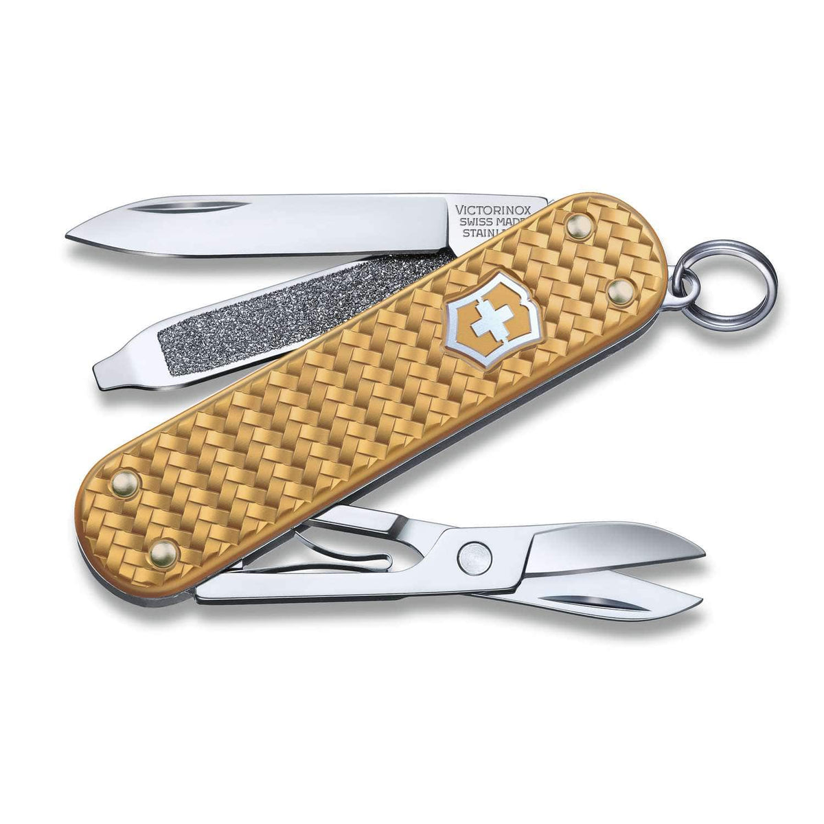 Victorinox Classic SD Precious Alox Swiss Army Knife 58 mm 5 Functions Aluminium Scales Brass Gold