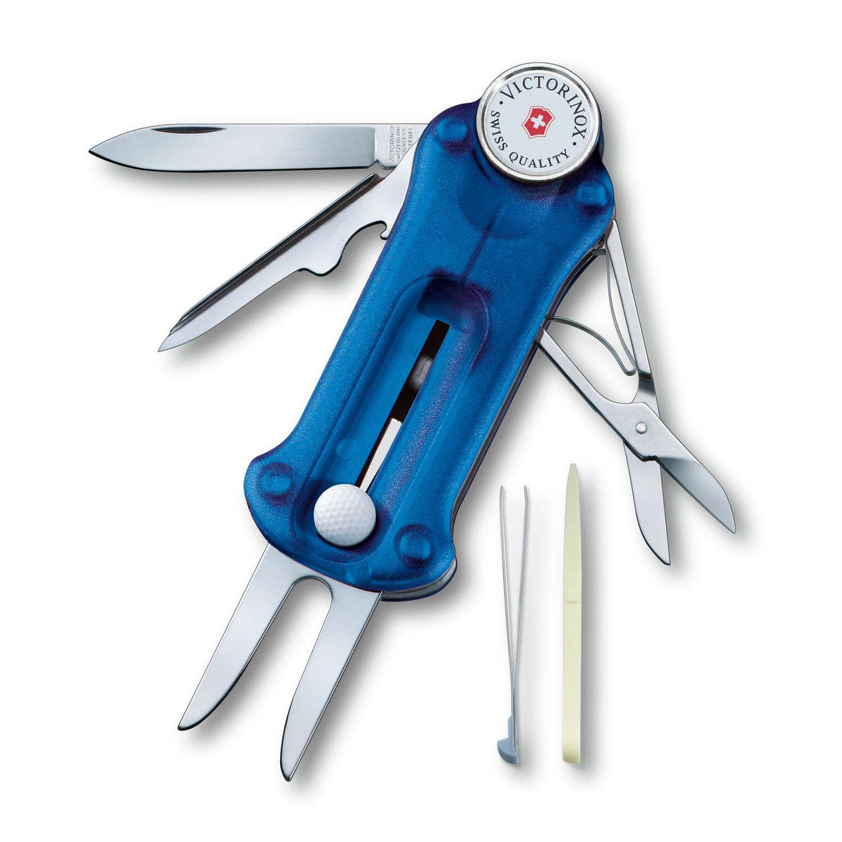Victorinox Golf Tool Swiss Army Knife 91 mm 10 Functions Blue Transparent 0.7052.T2