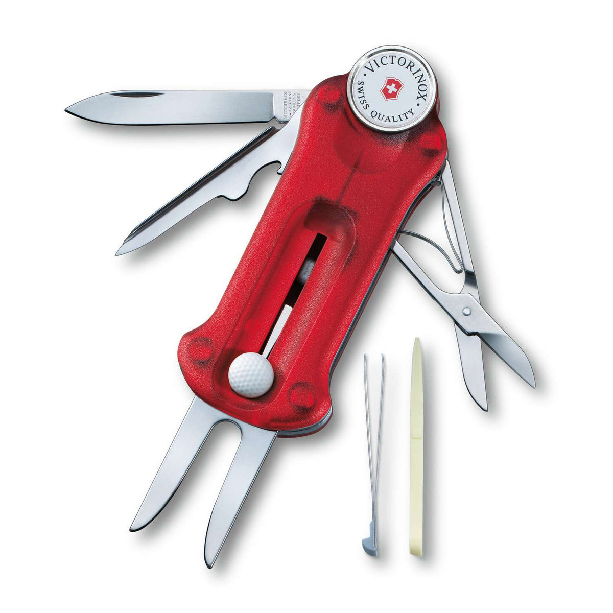 Victorinox Golf Tool Swiss Army Knife 91 mm 10 Functions Red Transparent 0.7052.T