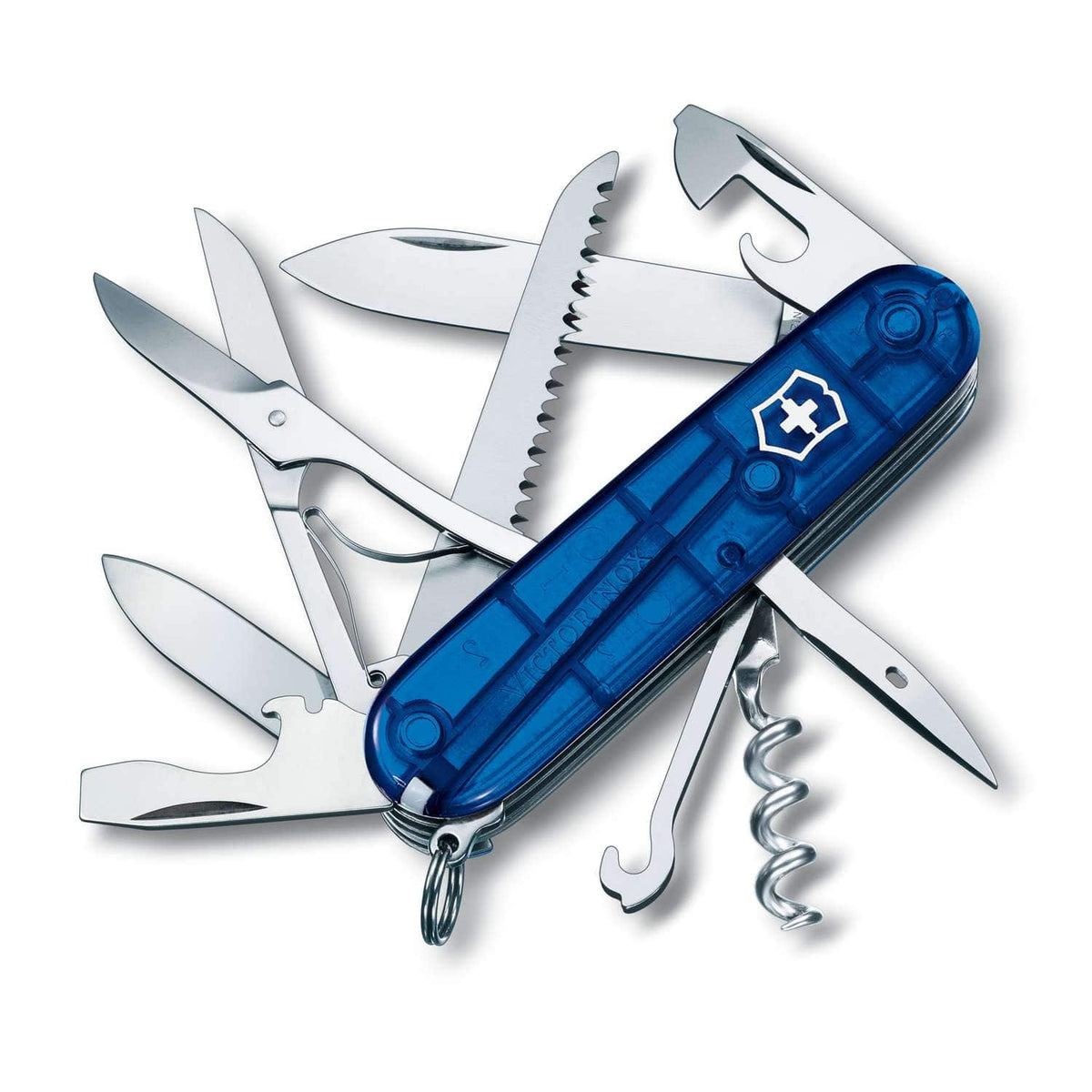 Victorinox Huntsman Swiss Army Knife 91 mm 15 Functions Blue Transparent 1.3713.T2