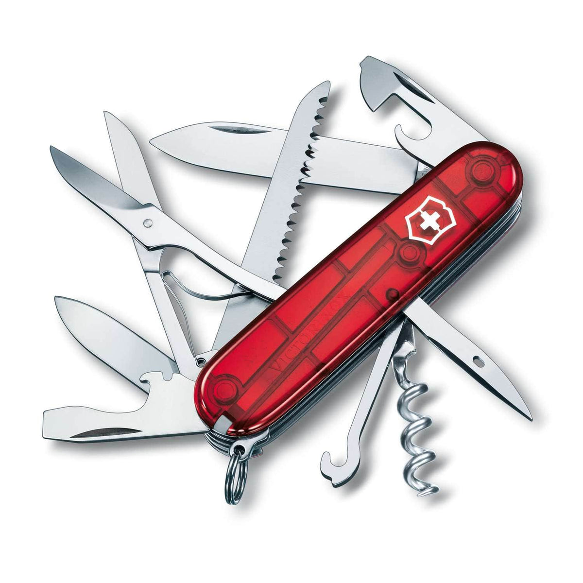Victorinox Huntsman Swiss Army Knife 91 mm 15 Functions Red Transparent 1.3713.T