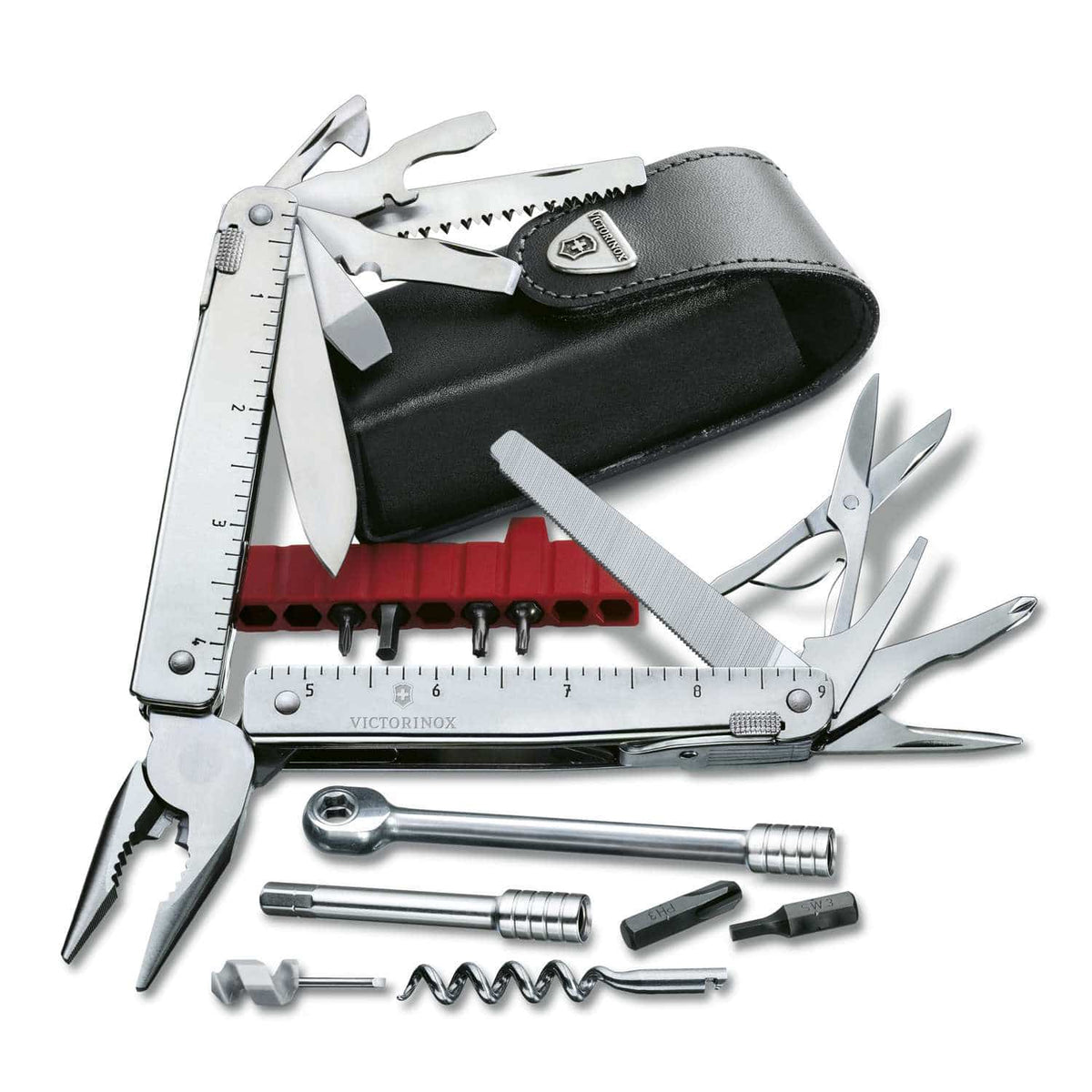 Victorinox Swiss Tool X Plus Ratchet Swiss Army Multitool 115 mm 38 Functions Silver In Belt Pouch 3.0339.L