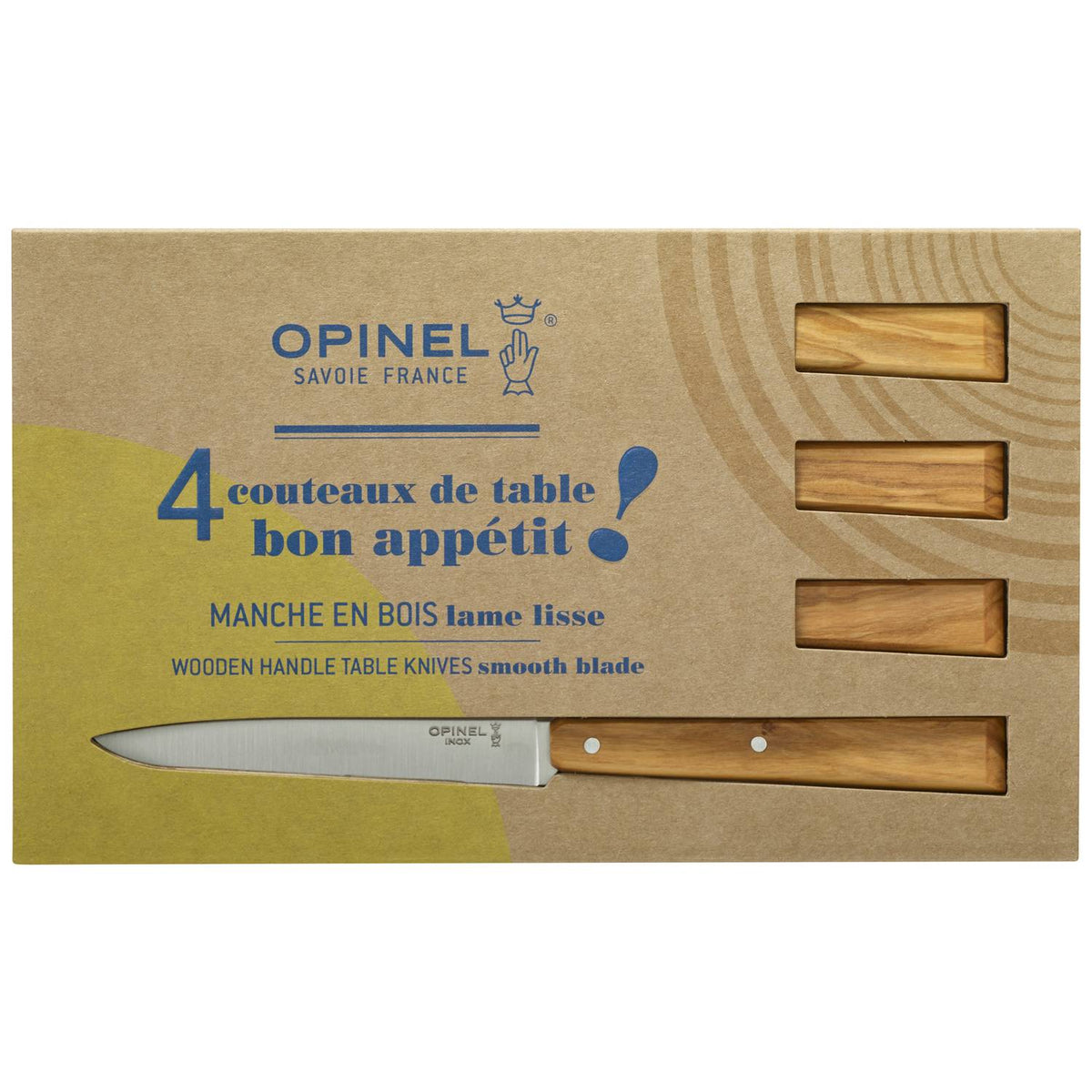 Opinel Kitchen Knives 4 pcs Set No 125 With Wooden Handles Bon Appetit Olive 001515