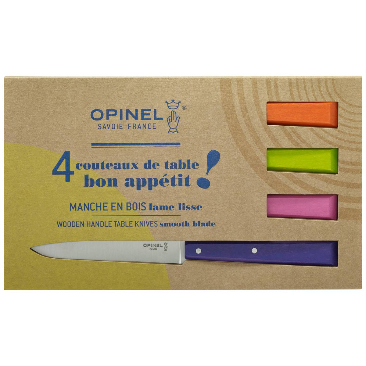 Opinel Kitchen Knives 4 pcs Set No 125 With Wooden Multicoloured Handles Bon Appetit Pop 001532