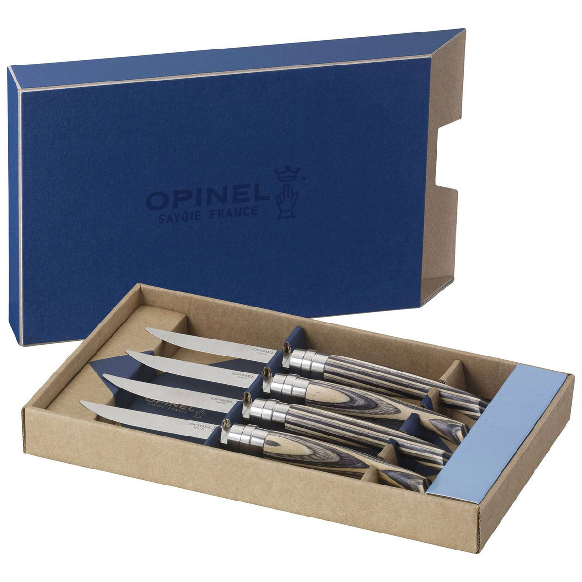 Opinel Handmade Steak Knives Set 4 pcs 10 cm Birch Wood Handle Table Chic 001829