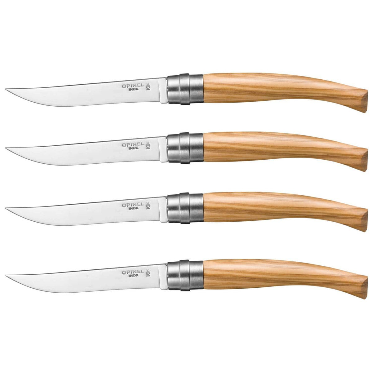 Opinel Handmade Steak Knives Set 4 pcs 10 cm Olive Wood Handle Table Chic 001830