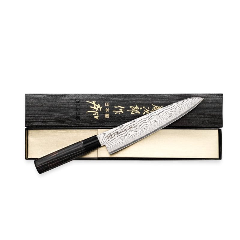 Tojiro Damascus Santoku Knife 16.5 cm Chestnut Handle Shippu Black FD-1597