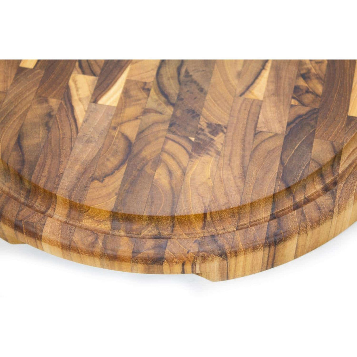 Stolf End Grain Teak Wood Cutting Board Round With Groove 35 x 3.2 cm Supreme ST.3135