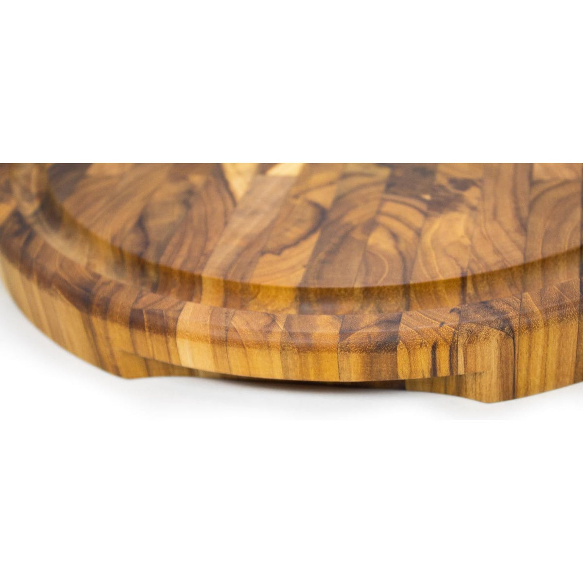 Stolf End Grain Teak Wood Cutting Board Round With Groove 35 x 3.2 cm Supreme ST.3135