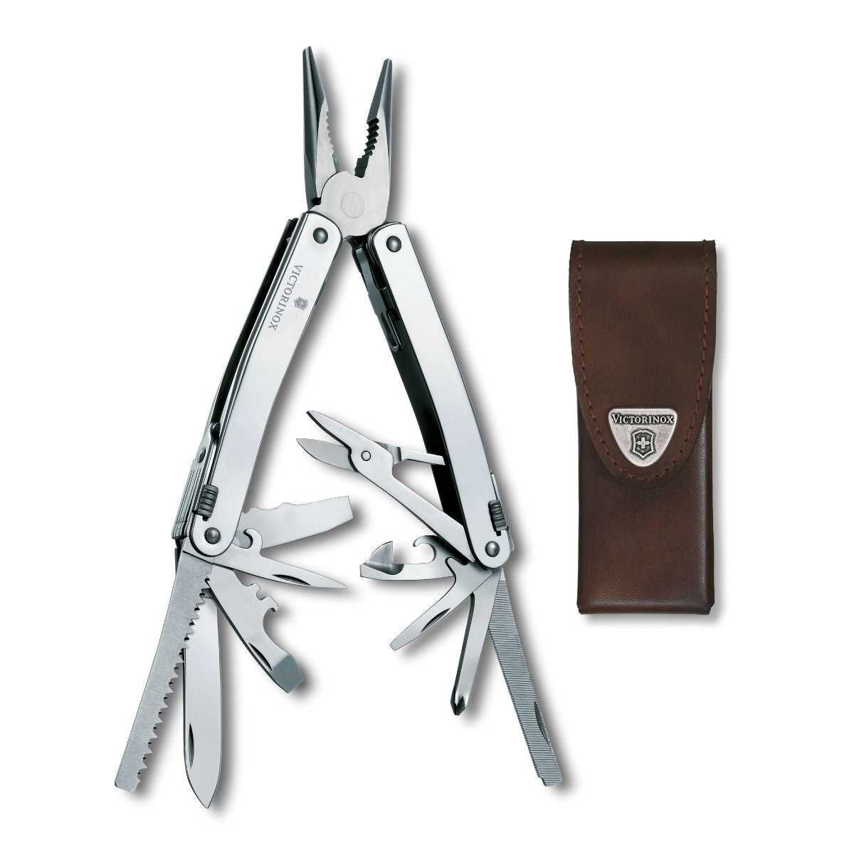 Victorinox Swiss Tool Spirit X Swiss Army Multitool 105 mm 24 Functions Silver In Belt Pouch Leather 3.0224.L
