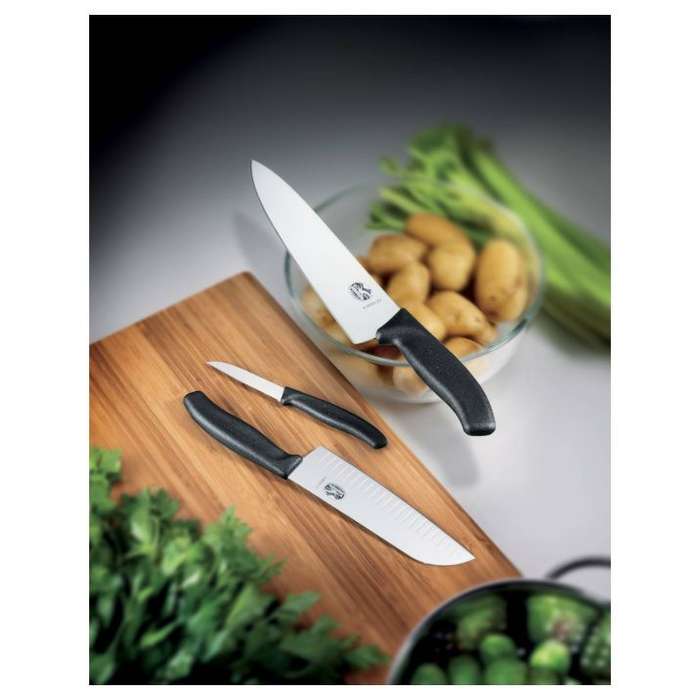 Victorinox Hollow Edge Chef's Knife Black Handle 20 cm Gift Box Swiss Classic 6.8083.20G