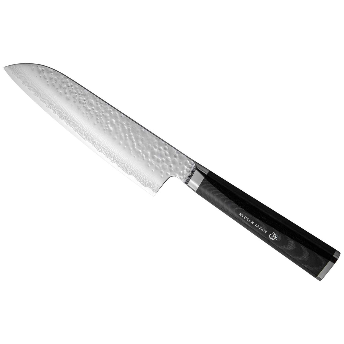 Ryusen Damascus Santoku Knife 17 cm Micarta Handle Tangan Ryu TG-504