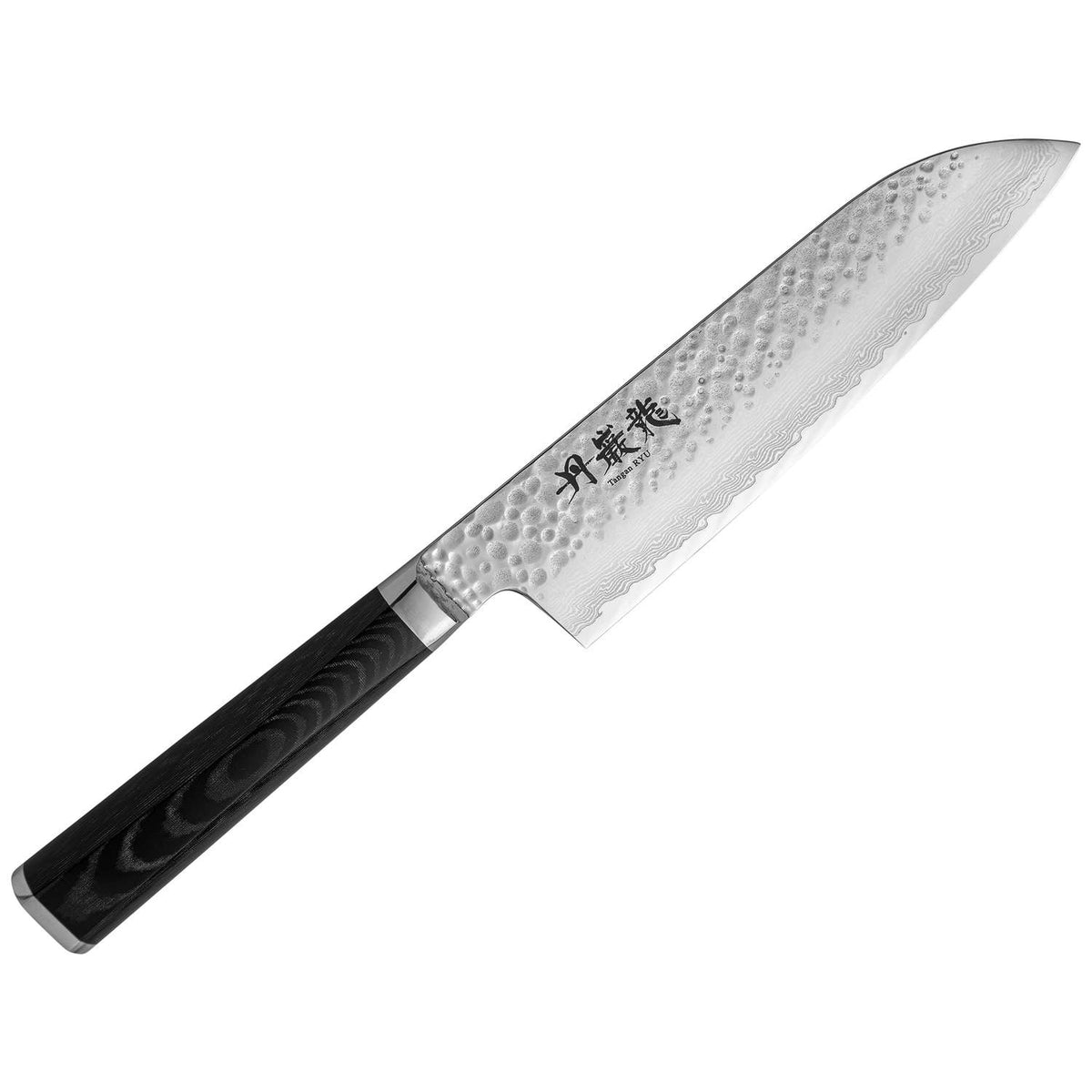Ryusen Damascus Santoku Knife 17 cm Micarta Handle Tangan Ryu TG-504