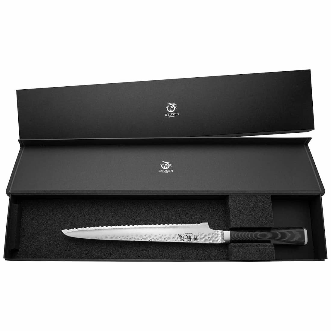 Ryusen Damascus Bread Knife 21 cm Micarta Handle Tangan Ryu TG-510