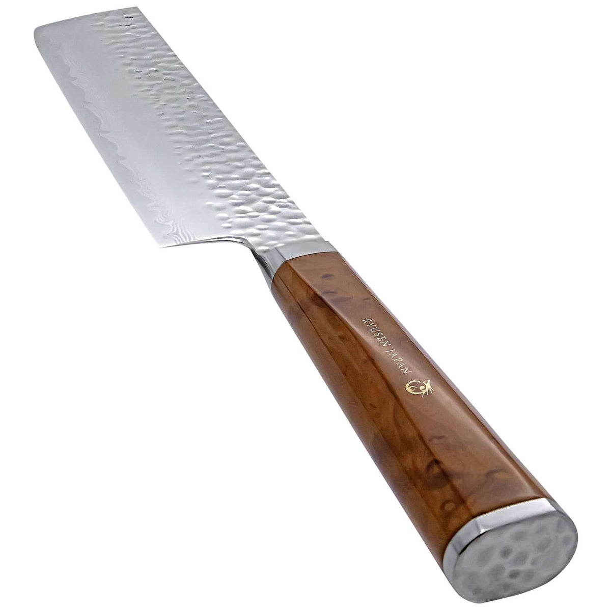 Ryusen Damascus Nakiri Knife 16 cm Maple Handle Tangan Ryu TG-605