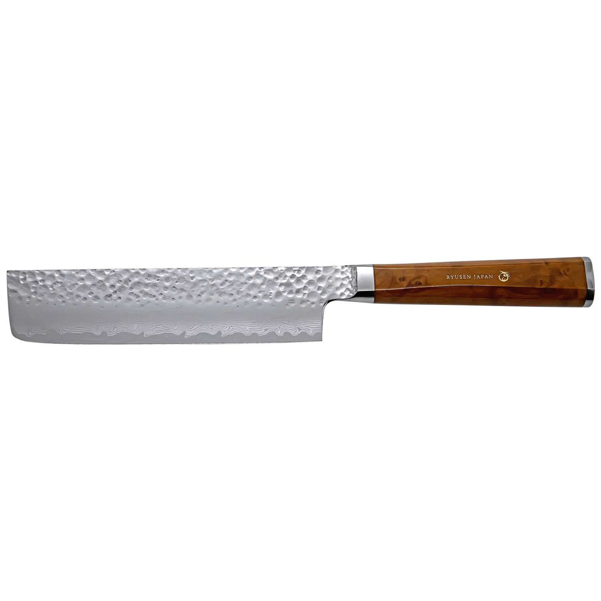 Ryusen Damascus Nakiri Knife 16 cm Maple Handle Tangan Ryu TG-605