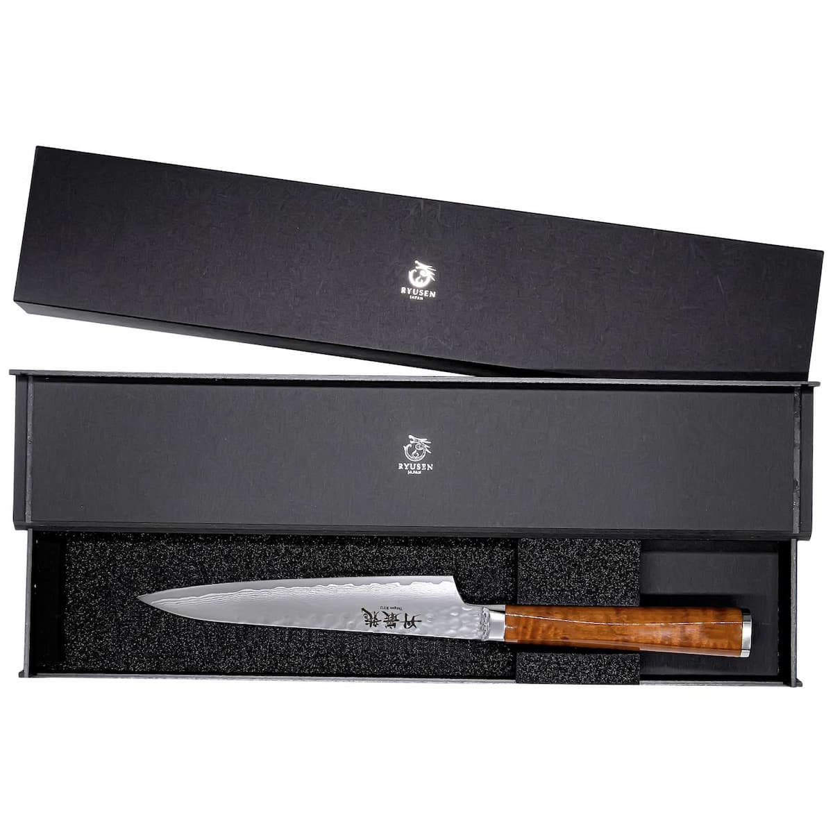 Ryusen Damascus Slicing Knife 24 cm Maple Handle Tangan Ryu TG-609