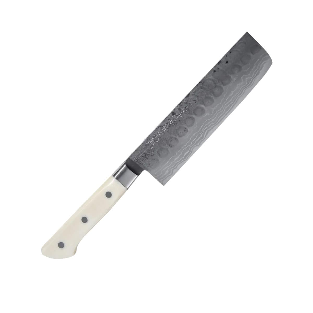 Tojiro Handmade Hammered Aogami Damascus Nakiri Knife 16.5 cm Micarta Handle