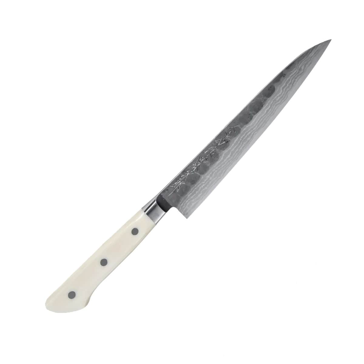 Tojiro Handmade Hammered Aogami Damascus Utility Knife 15 cm Micarta Handle