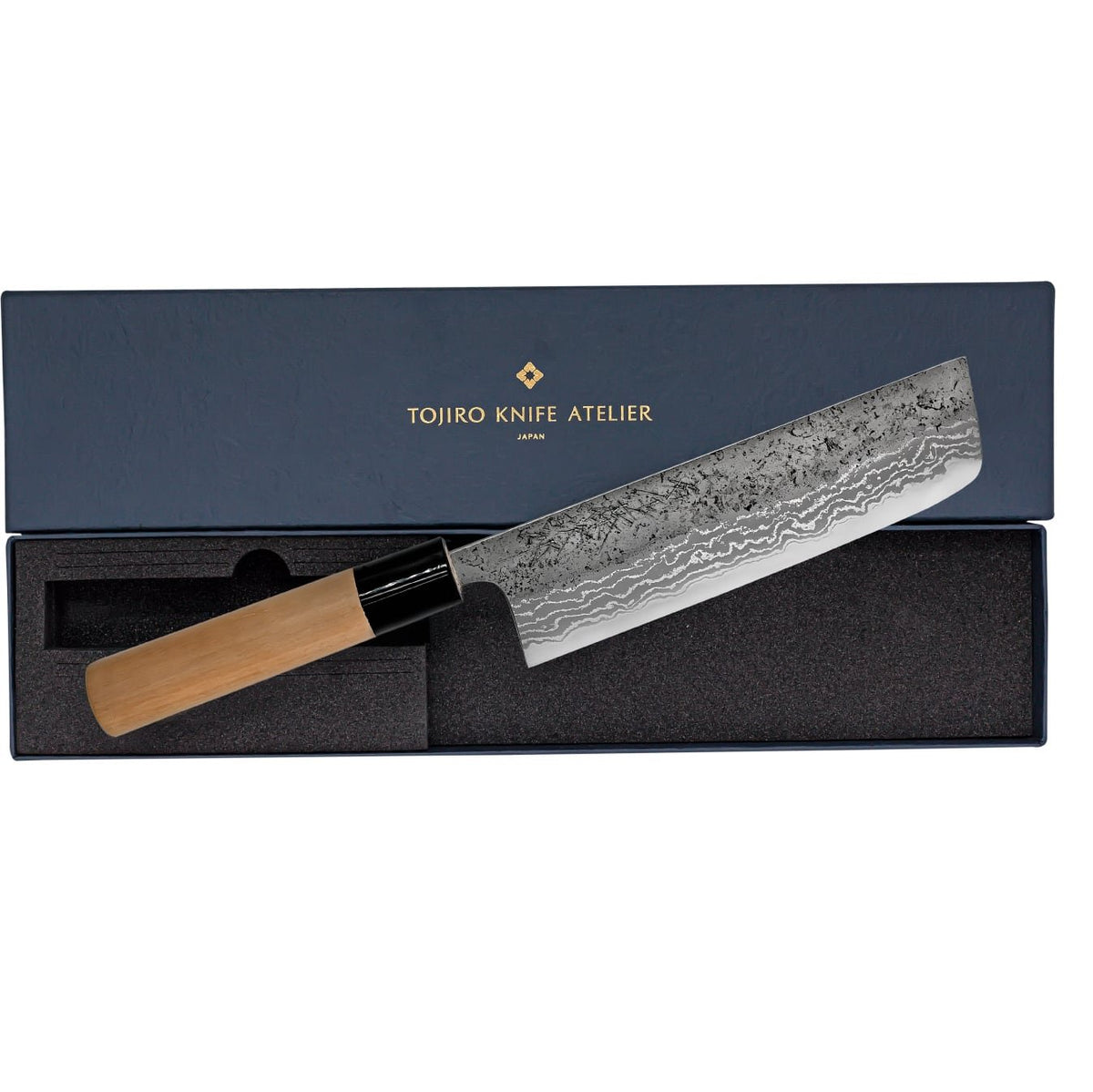 Tojiro Rough Aogami Damascus Handmade Nakiri Knife 16.5 cm Magnolia Handle