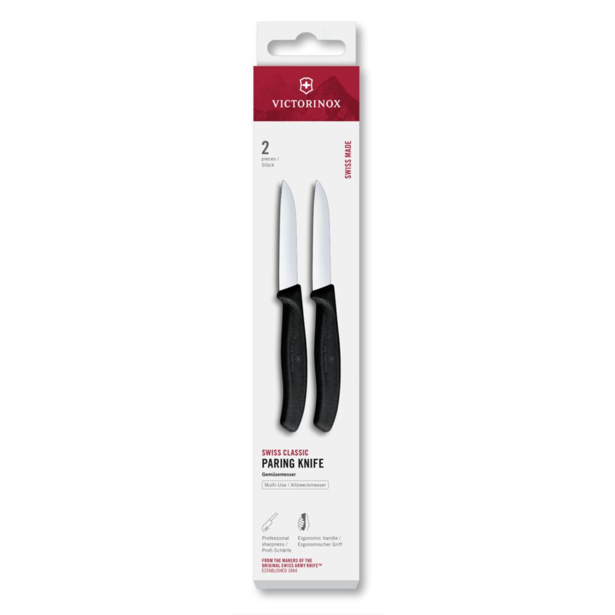 Victorinox Μαχαίρια κουζίνας 8 εκατ. ίσια μαύρη λαβή σετ 2 τμχ Swiss Classic 6.7403.2