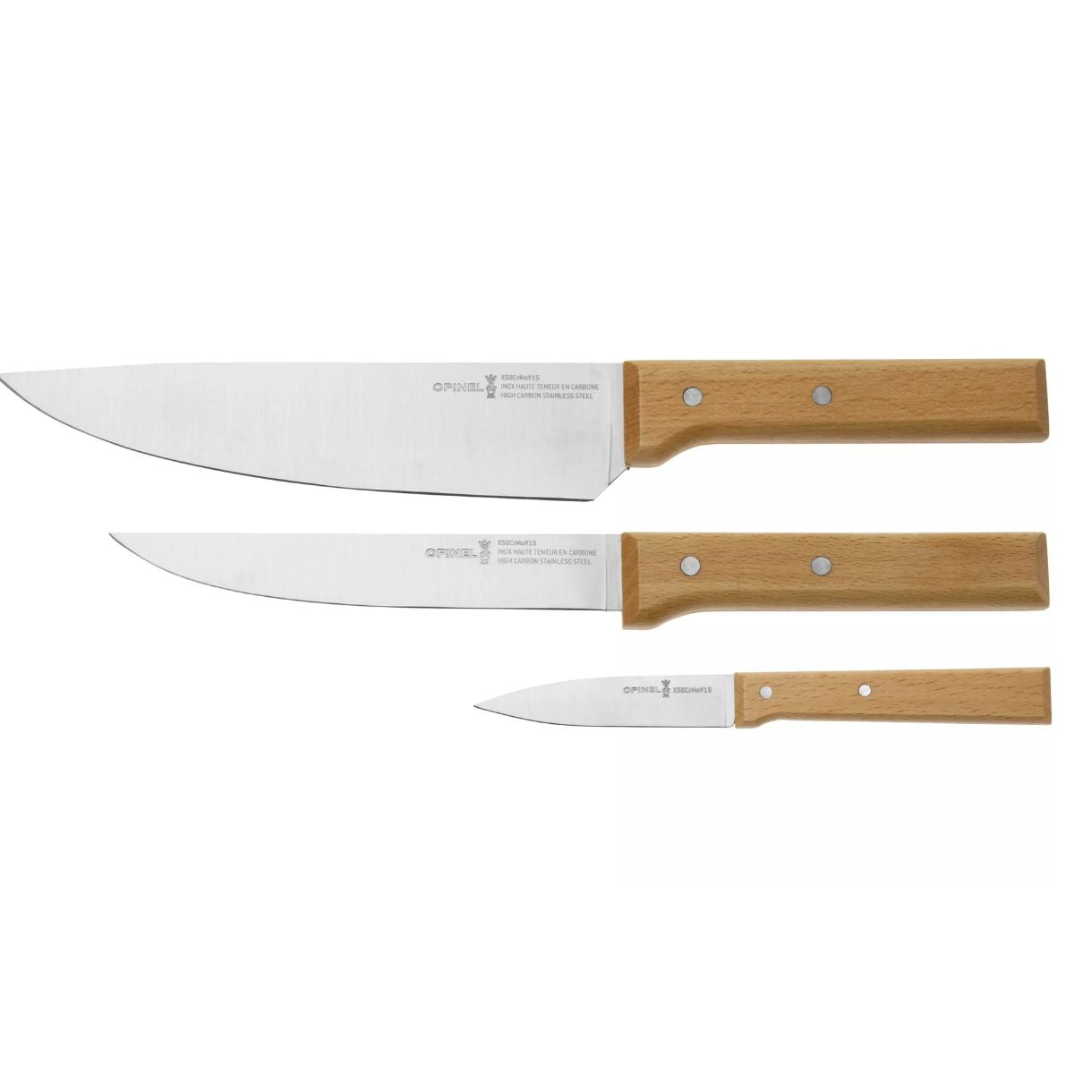 Opinel Knives Set 2 pcs With Beechwood Handle No 120 Parallele 001838