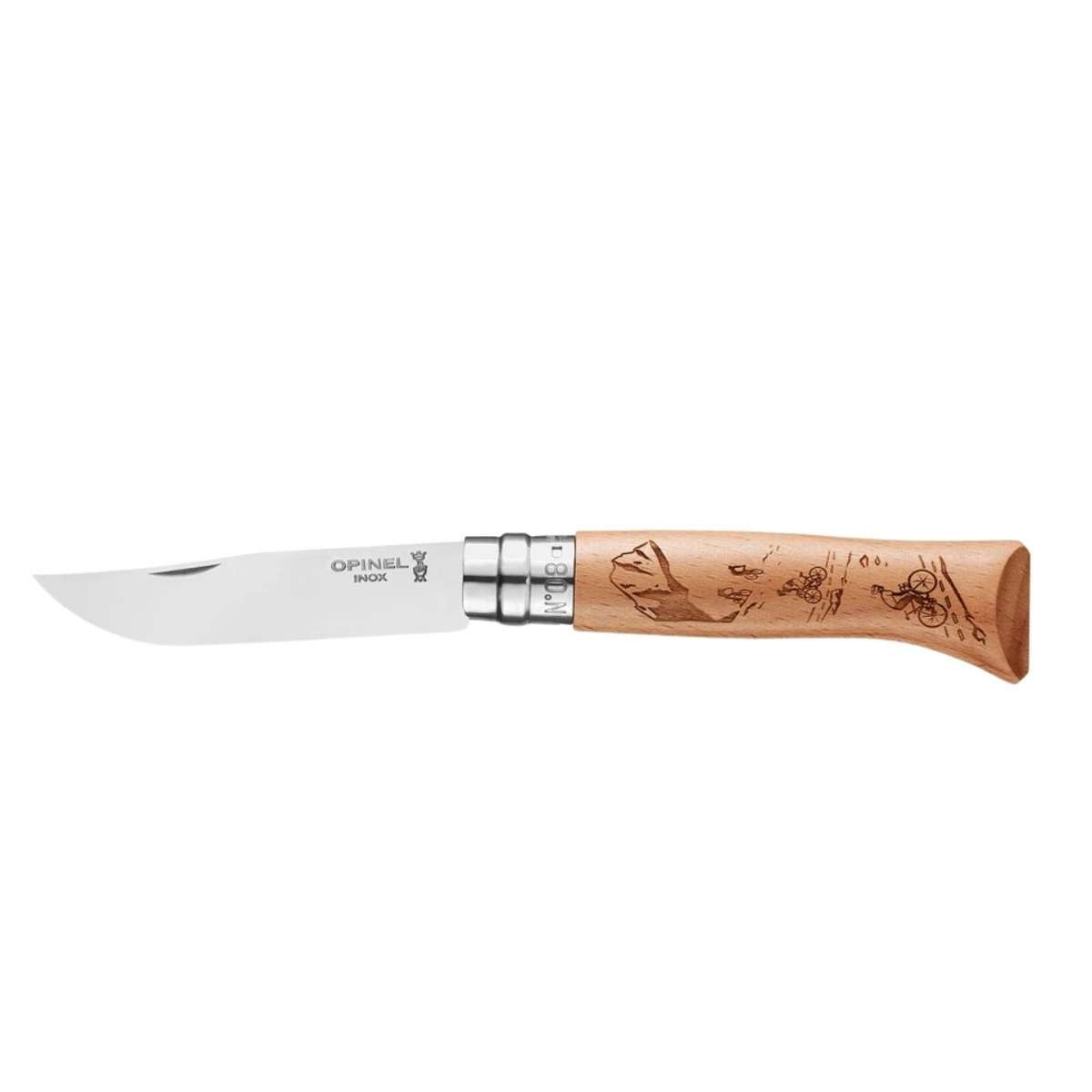 Opinel Pocket Knife 8.5 cm Engraved Beech Wood Handle No 8 Gravé Sport Mountain Biking 002187