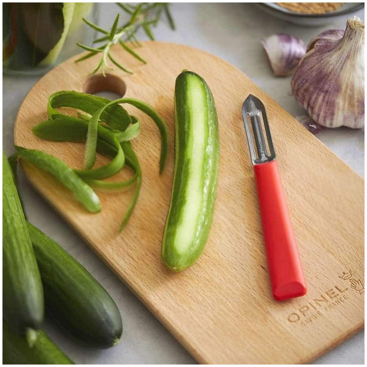 Opinel Stainless Steel Peeler 6 cm with Red Handle No 315 Essentiels+ 002358