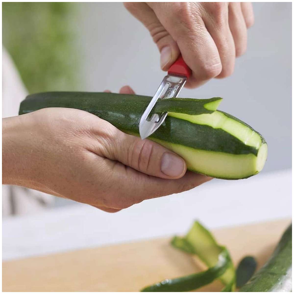 Opinel Stainless Steel Peeler 6 cm with Red Handle No 315 Essentiels+ 002358