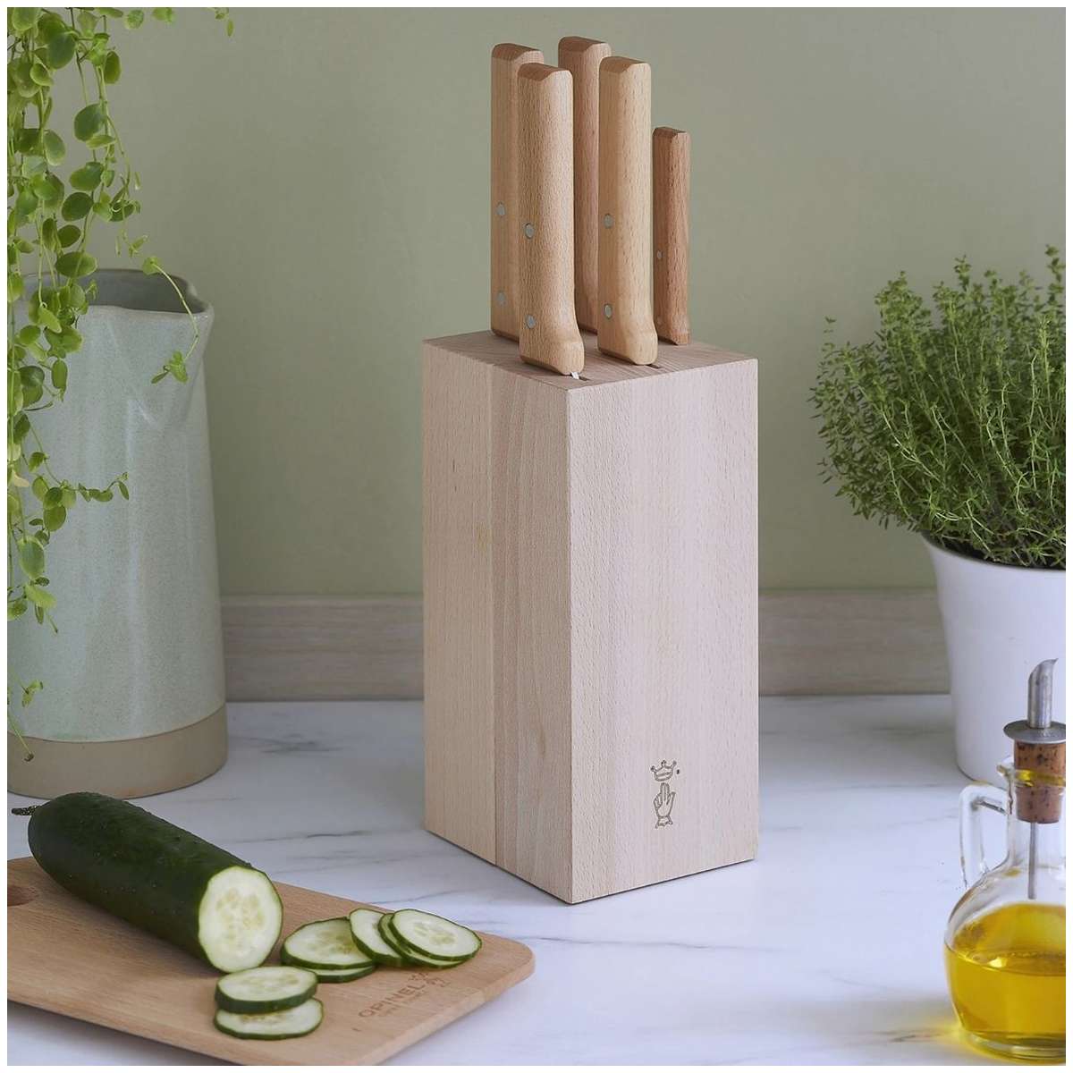 Opinel Knife Block Set 6 pcs Parallele Bloc 002402