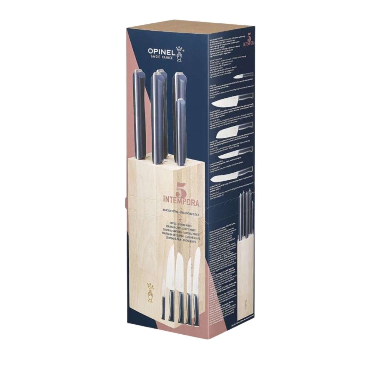 Opinel Knife Block Set 6 pcs Intempora Bloc 002404