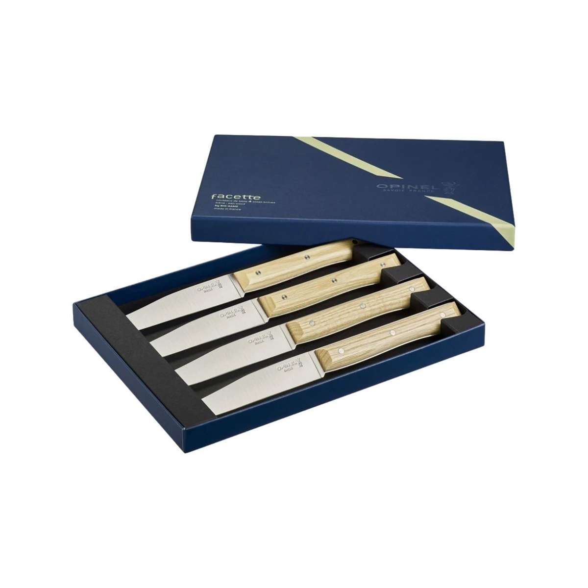 Opinel Knives 11 cm Set 4 pcs Ash Wood Handle Facette 002496