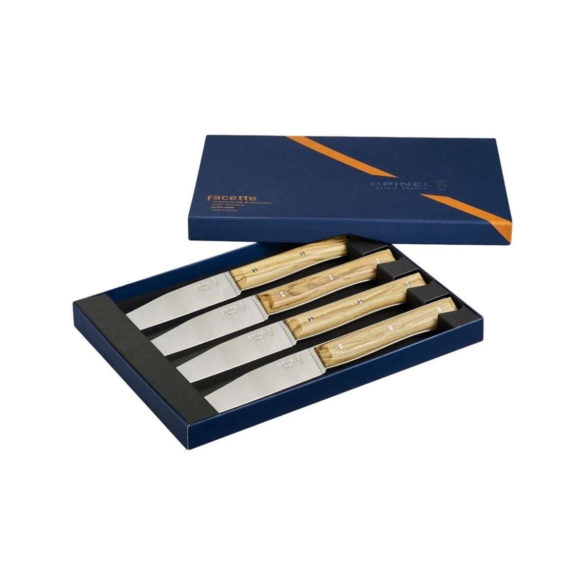 Opinel Knives 11 cm Set 4 pcs Olive Wood Handle Facette 002498