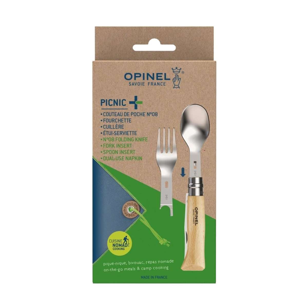 Opinel Cutlery With Towel 4 pcs Set For Picnik 002500