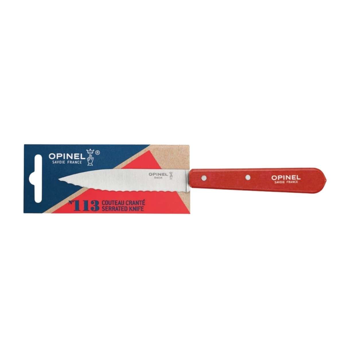 Opinel Serrated Paring Knife 10 cm Red Wooden Handle No 112 Paysage 003119