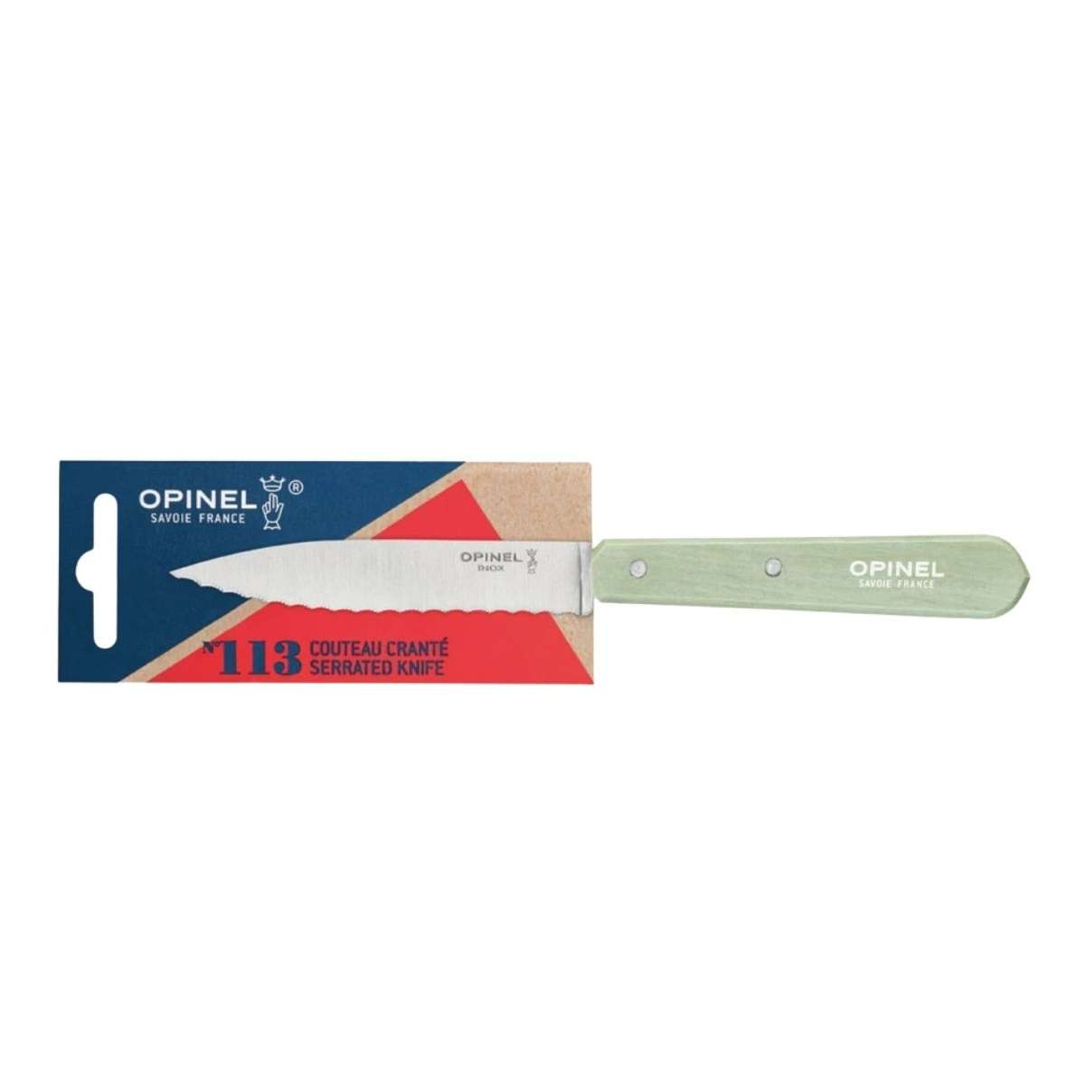 Opinel Serrated Paring Knife 10 cm Green Wooden Handle No 112 Paysage 003121