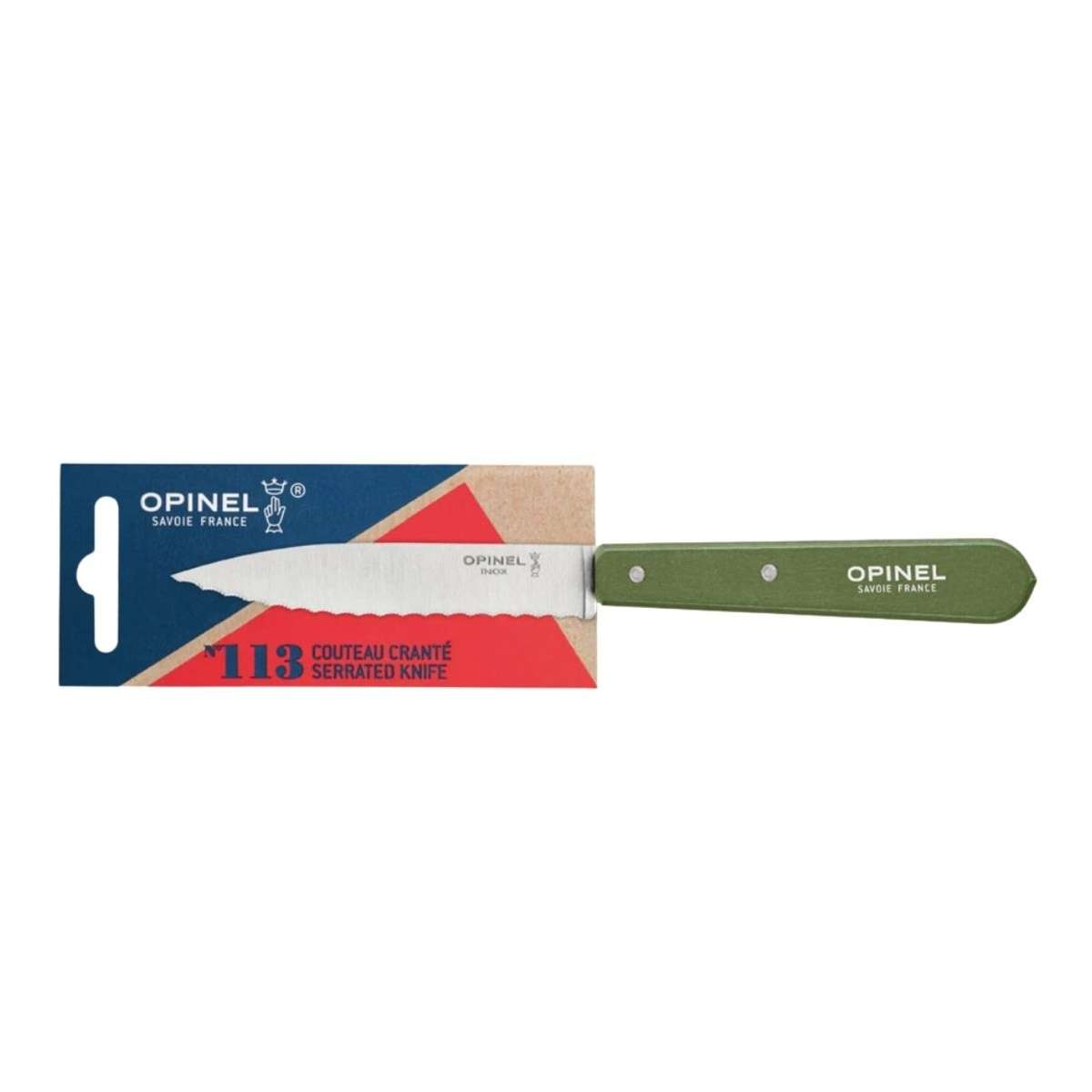 Opinel Serrated Paring Knife 10 cm Khaki Wooden Handle No 112 Paysage 003122