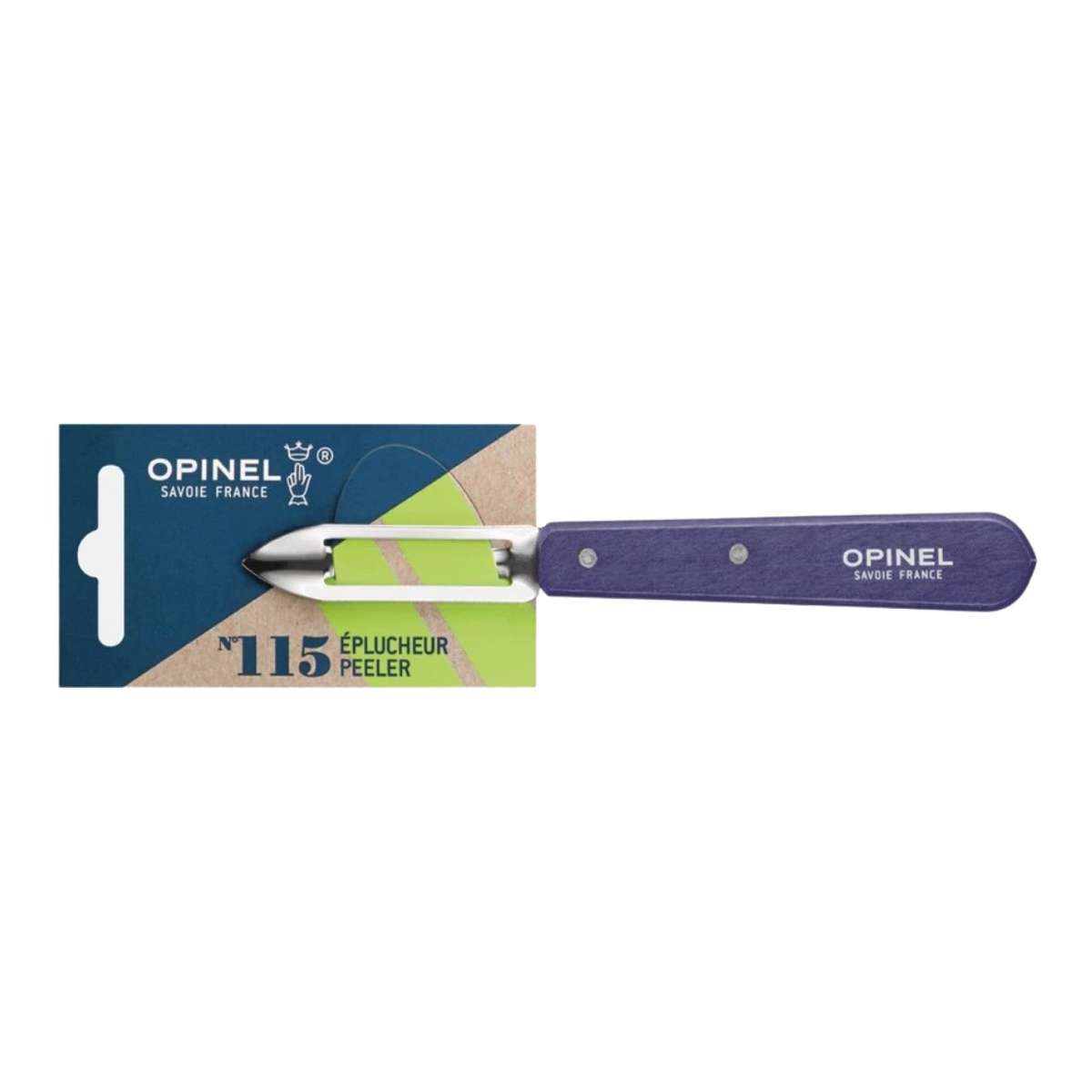 Opinel Stainless Steel Peeler 6 cm with Purple Wooden Handle No 115 Paysage 003124